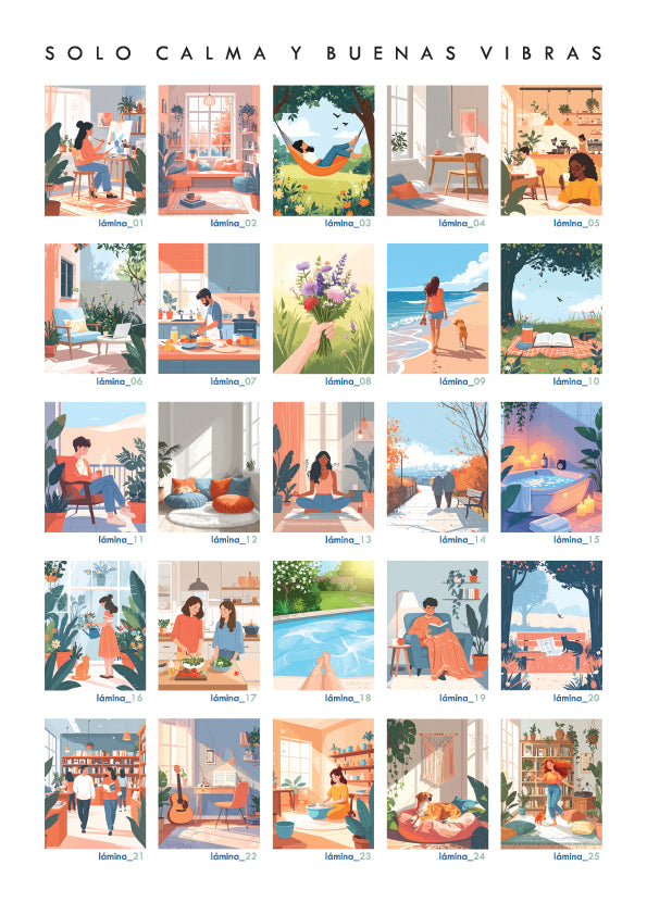 ES_ Calma y Buenas Vibras. Escenas acogedoras para colorear y relajarse.