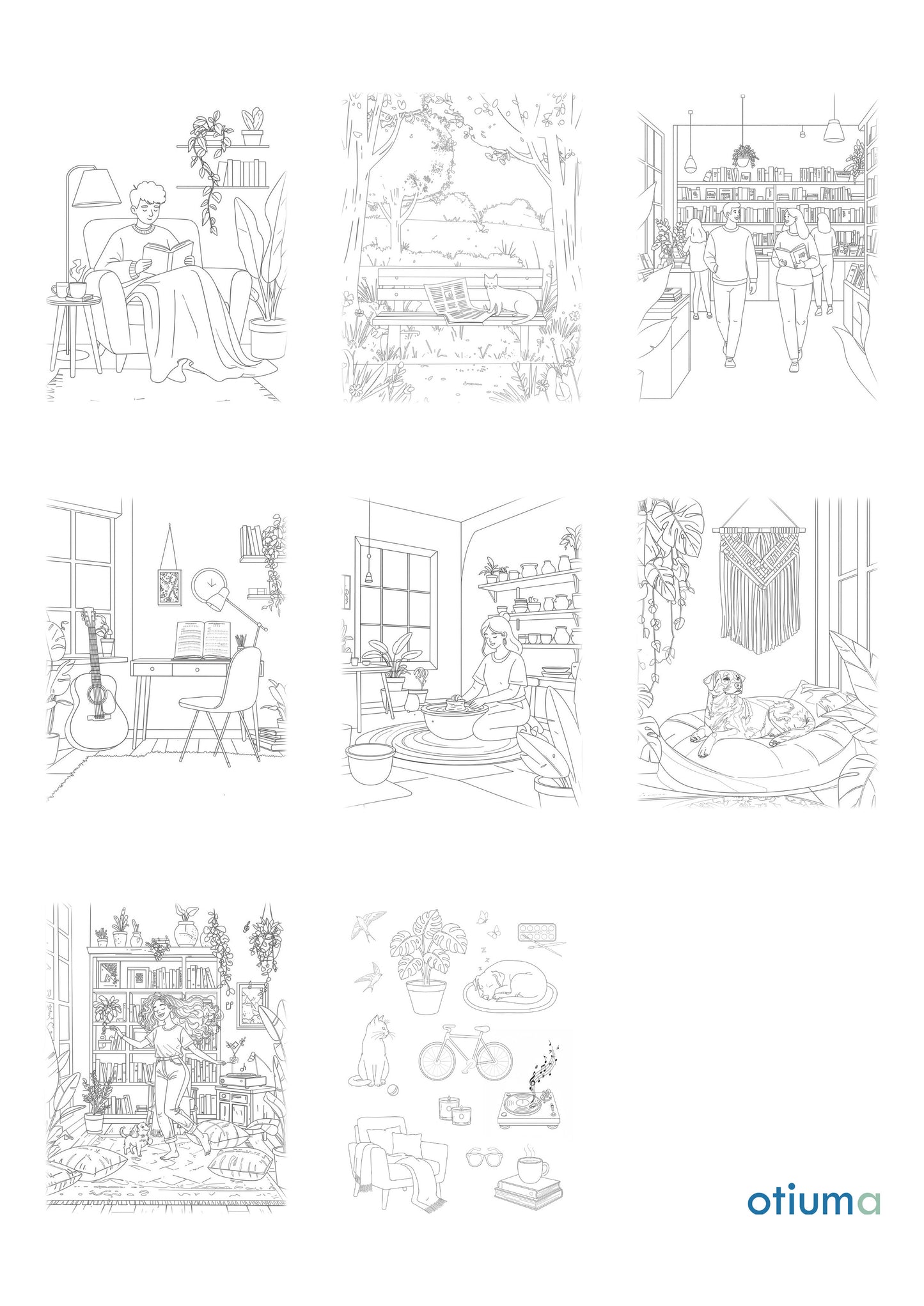 EN_ Slow and Good Vibes. Cozy and joyful scenes to color and relax.